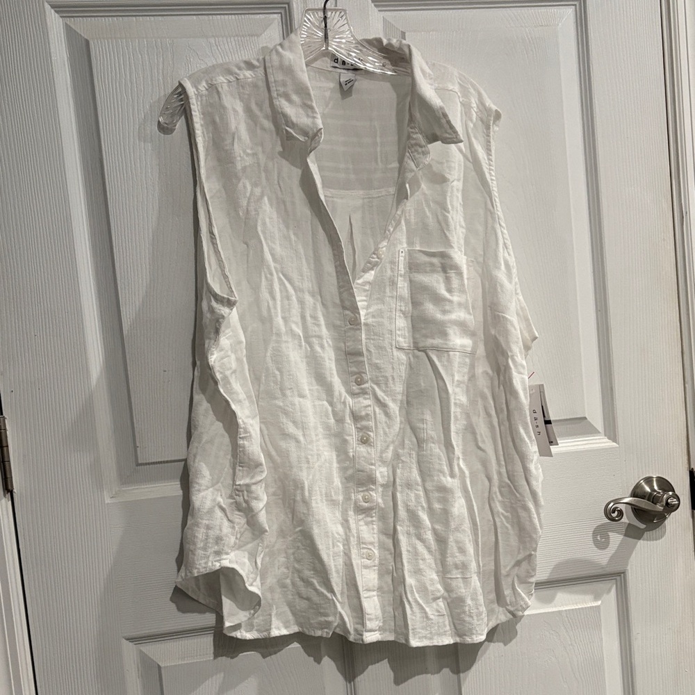White Sleeveless Button-Down Shirt women’s 2X, XXL